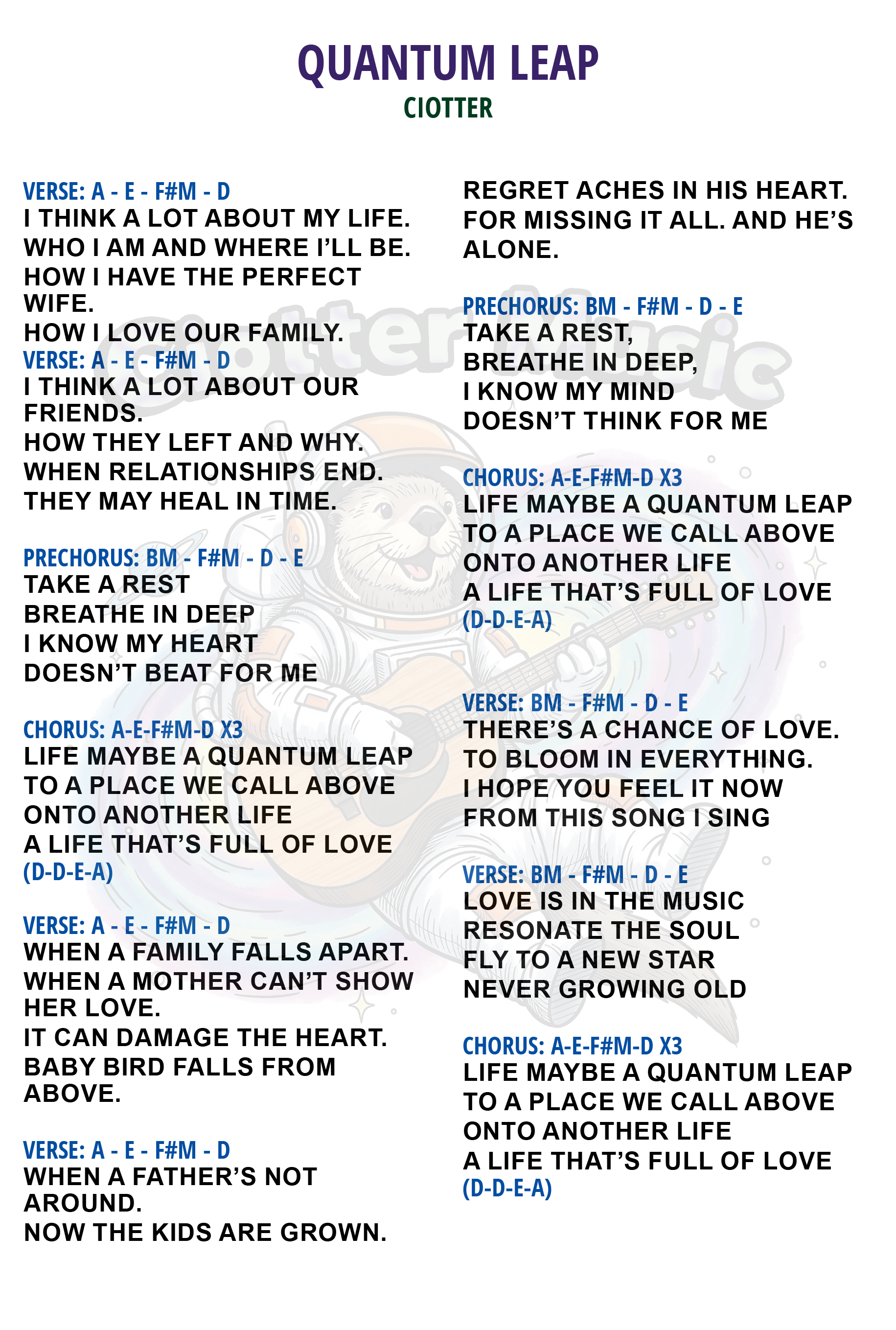 Quantum Leap Song Sheet